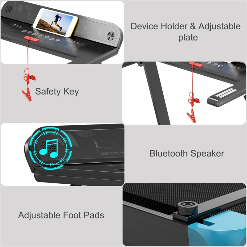 Folding Treadmill Superfit Compact Walking Running Machine with Smart APP Control & Bluetooth Speaker