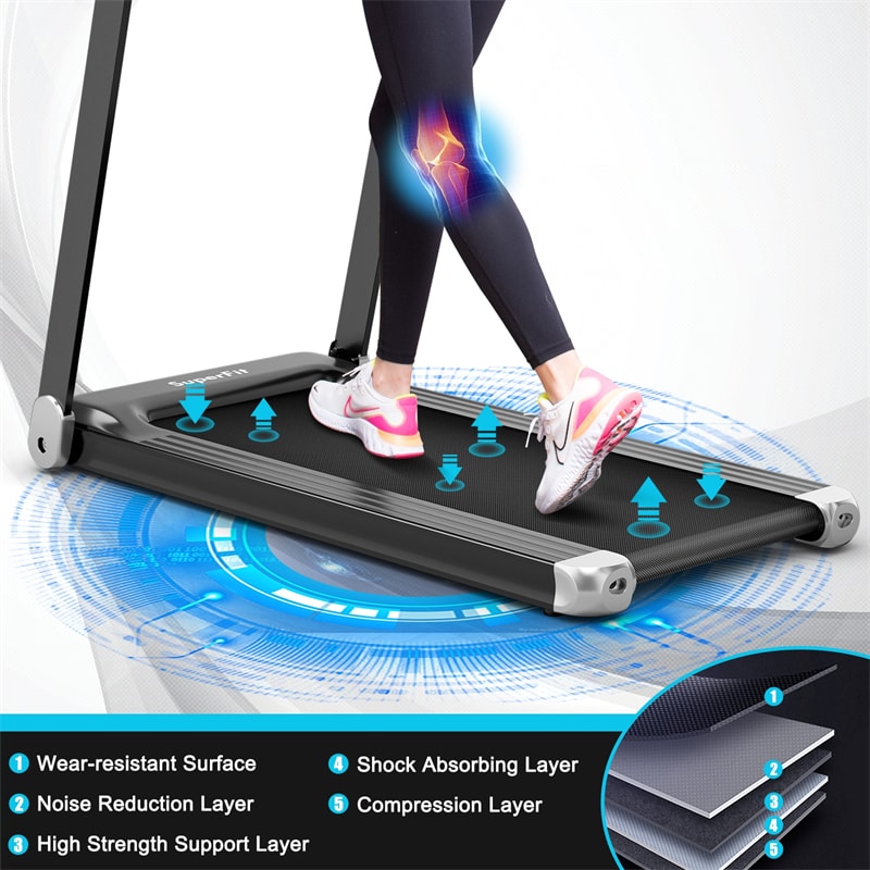 Folding Treadmill Superfit Compact Walking Running Machine with Smart APP Control & Bluetooth Speaker