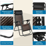 Folding Patio Rattan Zero Gravity Lounge Chair Recliner