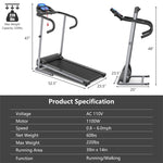 1100W Folding Treadmill Compact Motorized Running Jogging Machine Easy Assembly Electric Walking Machine with LCD Monitor & Heart Rate Sensor