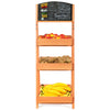 Freestanding Wooden Chalkboard Sign Plant Stand with 3-Tier Display Shelf