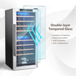43-Bottle Dual Zone Wine Cooler Refrigerator 20" Freestanding Wine Fridge Wine Cellar with 8 Wooden Shelves