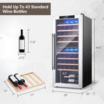 43-Bottle Wine Cooler Refrigerator 20-Inch Dual Zone Wine Fridge with 8 Shelves Freestanding Wine & Beverage Cooler