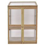 Cold Frame Portable Wooden Greenhouse 3-Tier Outdoor Indoor Raised Flower Planter Protection with Transparent Openable Roof & Double Doors