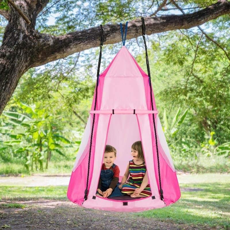 40'' Kids Hanging Chair Swing Tent Set - Bestoutdor