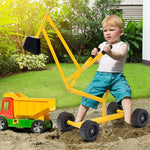 Heavy Duty Kids Ride-on Sand Digger Digging Scooper Excavator Sandbox Digger Toy with Wheels & 360° Swivel Seat