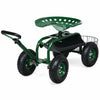 Heavy Duty Rolling Garden Cart 4-Wheel Garden Scooter with 360 Swivel Seat & Extendable Steer Handle