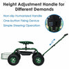 Heavy Duty Rolling Garden Cart with 360 Swivel Seat & Extendable Steer Handle