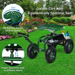Heavy Duty Rolling Garden Cart with 360 Swivel Seat & Extendable Steer Handle