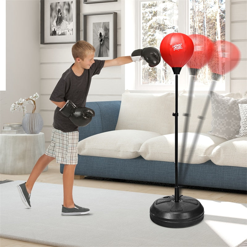 Height Adjustable Punching Bag Boxing Set with Stand Plus Boxing Gloves for Adults & Kids