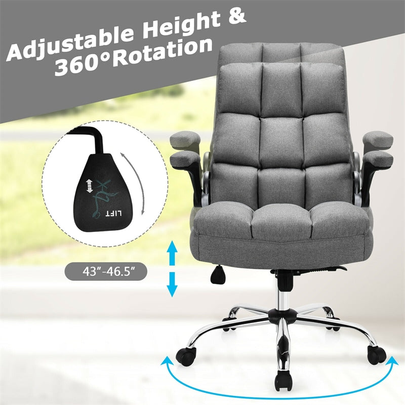 Ergonomic Office Chair Big & Tall Executive Chair Adjustable Height Desk Chair Swivel Upholstered Chair with Flip-up Arm & Thick Padding