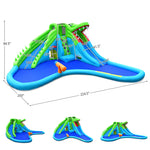 Inflatable Water Slide Bounce House Crocodile Mighty Water Slide Park Splash Pool with 780W Blower for Kids Backyard Family Fun