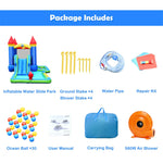 Inflatable Bounce House Water Slide Bouncy Castle Splash Pool Water Cannon with 580W Air Blower