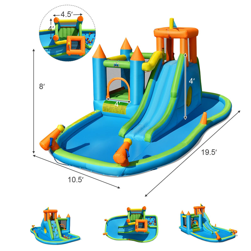 Inflatable Water Slide Park Kids Bounce House Splash Pool with Blower