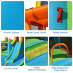 Inflatable Water Slide Park Kids Bounce House Splash Pool with Blower