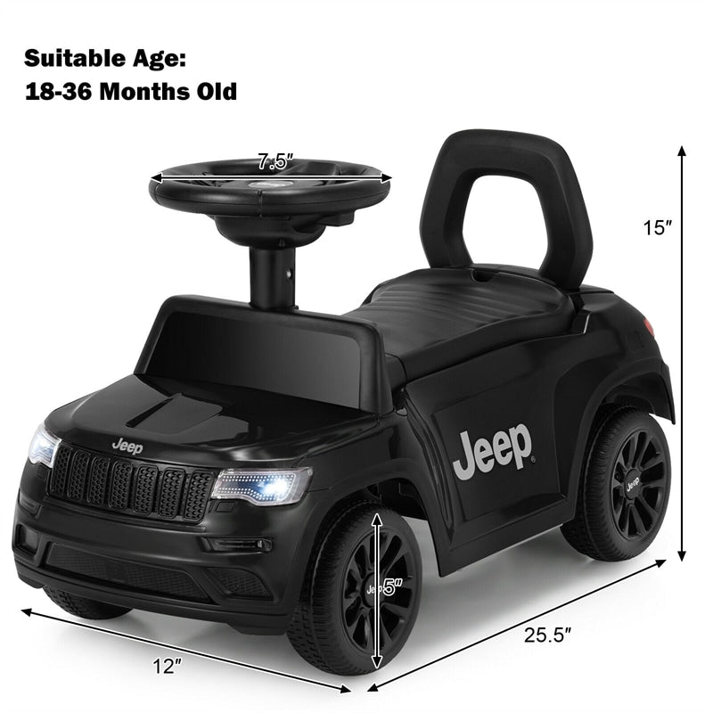 Jeep Kids Ride On Push Car Toddler Sliding Car with Steering Wheel Under Seat Storage