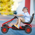 Kids 4 Wheel Pedal Go Kart Powered Ride On Toys with Adjustable Seat & Steering Wheels