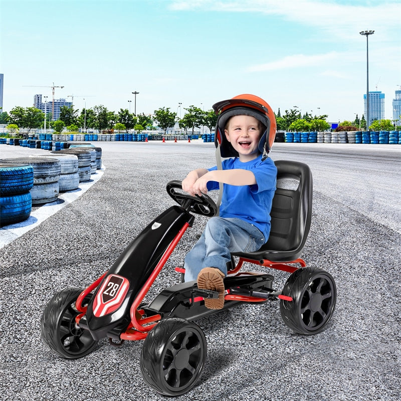 Kids 4 Wheel Powered Go Kart Ride-On Pedal Car with Adjustable Seat
