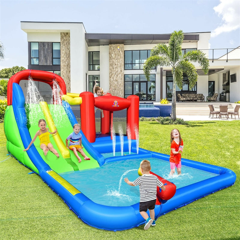Kids Inflatable Water Slide Jumping Castle Splash Pool with 780W Air Blower