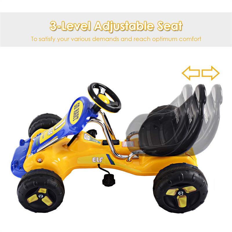 Kids Pedal Go Kart 4 Wheel Pedal Powered Car Ride On Car Toy with Adjustable Seat