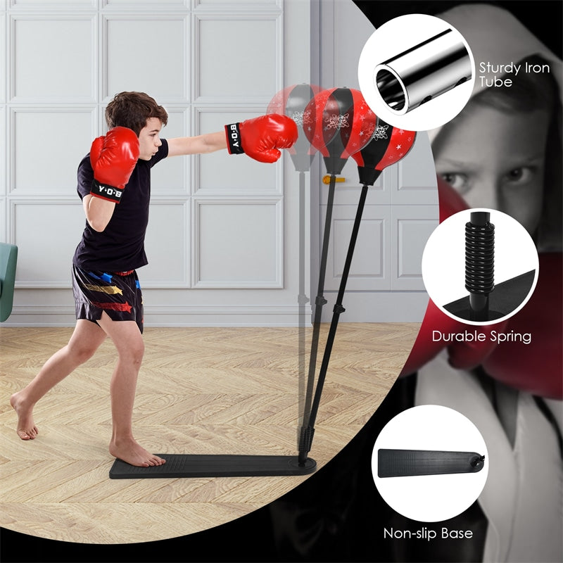 Kids Punching Bag with Boxing Gloves Adjustable Stand Hand Pump