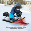 Kids Snow Racer Sled Ski Sled with Steering Wheel Double Brakes Pull Rope
