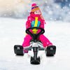 Kids Snow Racer Sled Ski Sled Snow Slider Board with Steering Wheel Double Brakes Retractable Pull Rope for Kids Age 6+