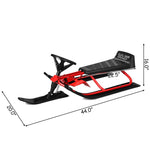 Kids Snow Racer Sled Ski Sled Snow Slider Board with Steering Wheel Double Brakes Retractable Pull Rope for Kids Age 6+