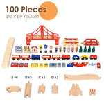 Kids Wooden Train Set Table with 100 Multicolor Pieces Activity Table and Storage Drawer
