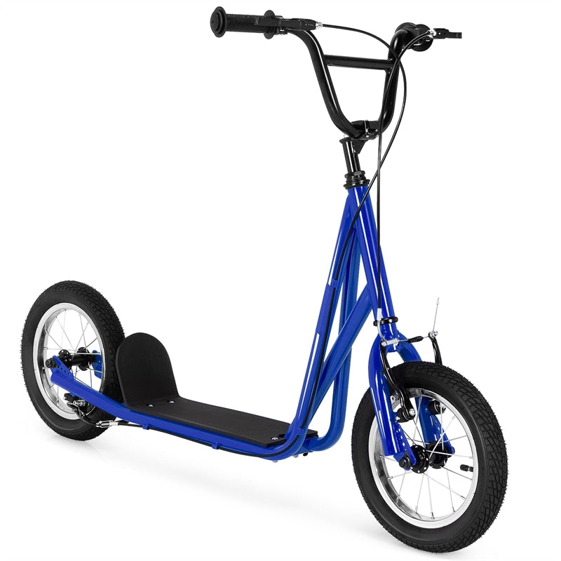 Kids Youth Kick Scooter Carbon Steel Frame with 12" Air-Filled Tires Adjustable Handlebar