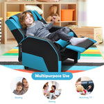 Kids Adjustable Gaming Recliner Racing Style Reclining Gaming Chair PU Leather Gaming Sofa with Headrest & Footrest