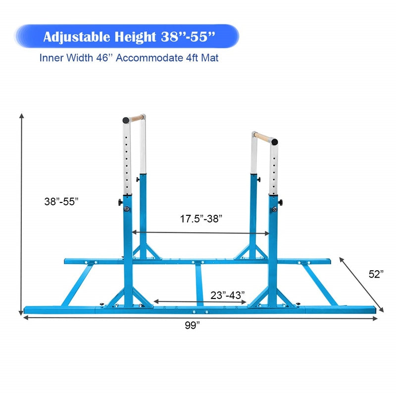 Kids Double Horizontal Bars Gymnastic Training Parallel Bars Adjustable Heights for Indoor Outdoor