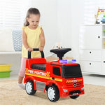 Kids Ride On Fire Engine Mercedes Benz Toddler Sliding Push Car with Storage & Steering Wheel
