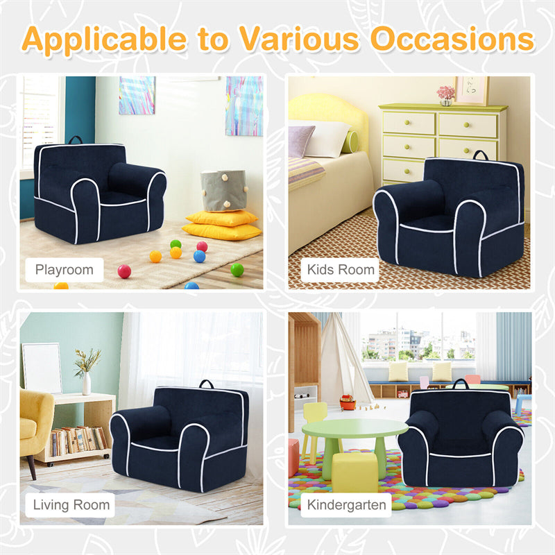 Kids Sofa Foam Filled Toddler Armchair Couch with Removable Washable Velvet Surface for Play Room Nursery