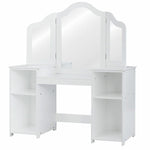 2-in-1 Kids Vanity Table Set Makeup Dressing Table with Tri-fold Mirror Detachable Top & Storage Shelves