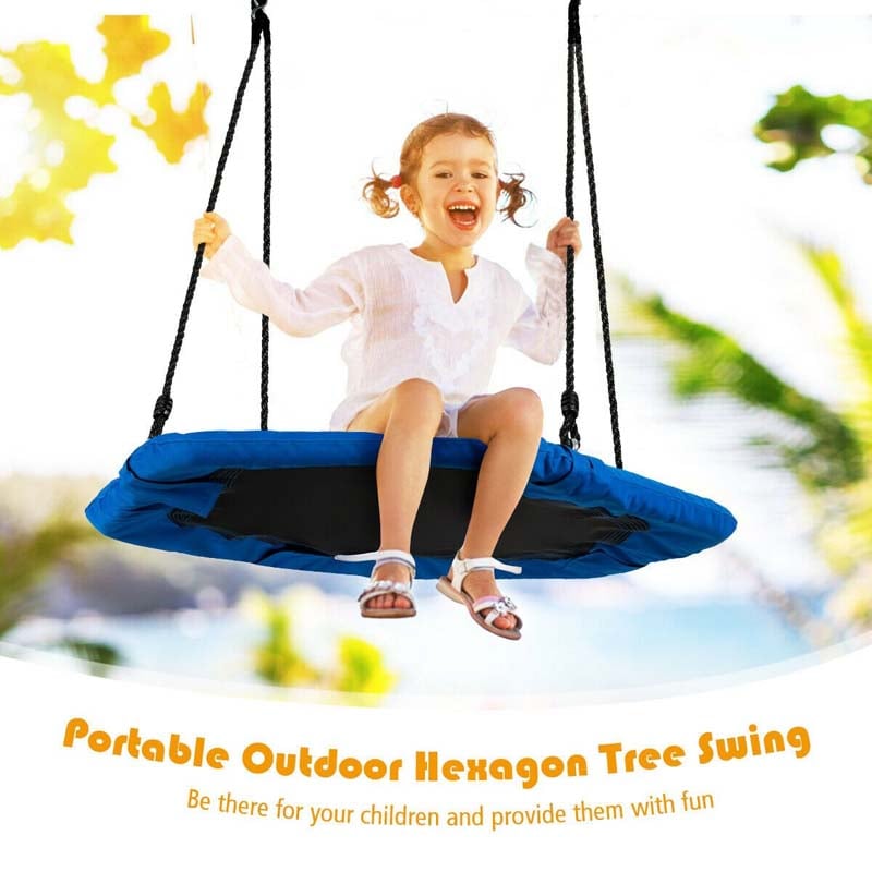 37" Kids Hexagon Tree Swing with Adjustable Hanging Rope
