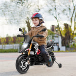 12V Kids Ride-On Motorcycle, Licensed Aprilia Electric Dirt Bike with Training Wheels, LED Lights & Music, Battery Powered Ride-On Car for Ages 3+