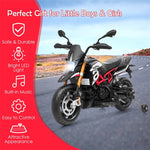 12V Kids Ride-On Motorcycle, Licensed Aprilia Electric Dirt Bike with Training Wheels, LED Lights & Music, Battery Powered Ride-On Car for Ages 3+