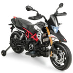12V Kids Ride-On Motorcycle, Licensed Aprilia Electric Dirt Bike with Training Wheels, LED Lights & Music, Battery Powered Ride-On Car for Ages 3+