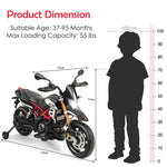 12V Kids Ride-On Motorcycle, Licensed Aprilia Electric Dirt Bike with Training Wheels, LED Lights & Music, Battery Powered Ride-On Car for Ages 3+