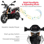 12V Kids Ride-On Motorcycle, Licensed Aprilia Electric Dirt Bike with Training Wheels, LED Lights & Music, Battery Powered Ride-On Car for Ages 3+