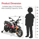 12V Kids Ride-On Motorcycle, Licensed Aprilia Electric Dirt Bike with Training Wheels, LED Lights & Music, Battery Powered Ride-On Car for Ages 3+