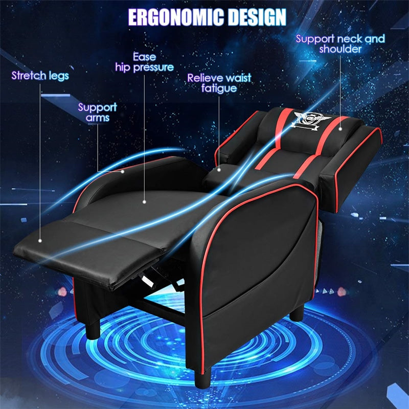 Massage Gaming Recliner Chair Racing Style Recliner Sofa Adjustable PU Leather Game Chair Home Theater Seat