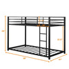 Twin Over Twin Bunk Bed Heavy Duty Metal Bed Frame Low Floor Bunk Bed With Safety Guard Rail & Ladder for Kids Adults Dormitory Bedroom