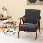 Mid-Century Modern Accent Chair Upholstered Living Room Arm Chair with Rubber Wood Frame & Felt Pads
