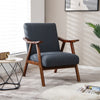 Mid-Century Modern Accent Armchair Upholstered Living Room Arm Chair with Rubber Wood Frame & Felt Pads