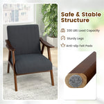 Mid-Century Modern Accent Chair Upholstered Living Room Arm Chair with Rubber Wood Frame & Felt Pads