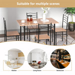 Modern 5 Piece Dining Table Set Metal Frame Wood Kitchen Breakfast Furniture with 4 Chairs