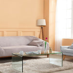 42 x 19.7" Clear Tempered Glass Coffee Table Modern Living Room Table with Rounded Edges
