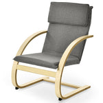 Modern Fabric Upholstered Bentwood Lounge Chair Accent Leisure Armchair with Curved Leg